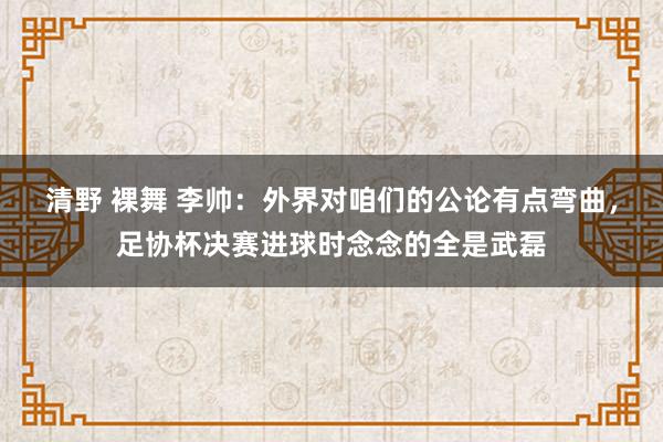 清野 裸舞 李帅：外界对咱们的公论有点弯曲，足协杯决赛进球时念念的全是武磊
