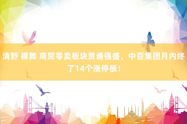 清野 裸舞 商贸零卖板块贯通强盛，中百集团月内终了14个涨停板！