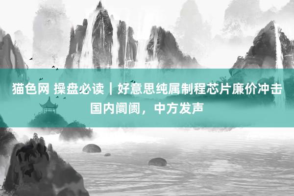 猫色网 操盘必读｜好意思纯属制程芯片廉价冲击国内阛阓，中方发声