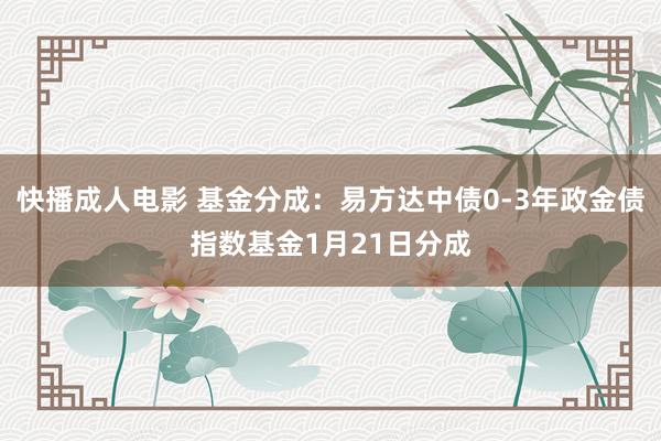 快播成人电影 基金分成：易方达中债0-3年政金债指数基金1月21日分成