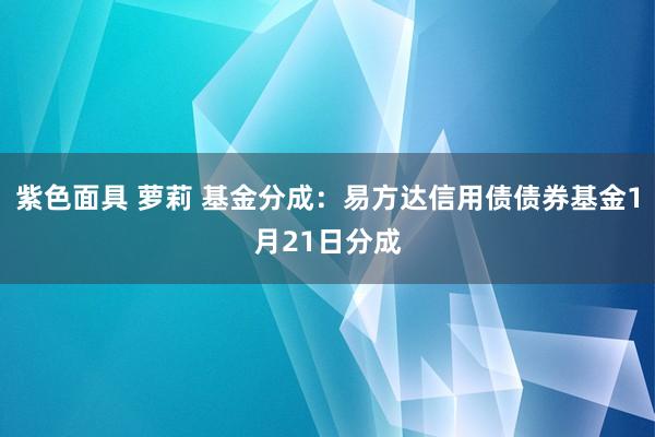 紫色面具 萝莉 基金分成：易方达信用债债券基金1月21日分成