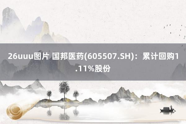 26uuu图片 国邦医药(605507.SH)：累计回购1.11%股份