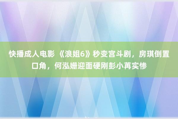 快播成人电影 《浪姐6》秒变宫斗剧，房琪倒置口角，何泓姗迎面硬刚彭小苒实惨