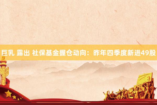 巨乳 露出 社保基金握仓动向：昨年四季度新进49股