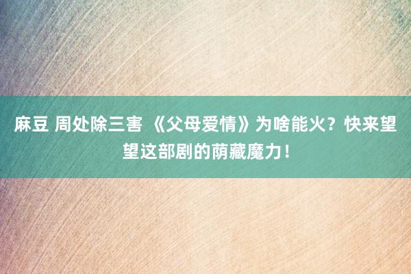 麻豆 周处除三害 《父母爱情》为啥能火？快来望望这部剧的荫藏魔力！