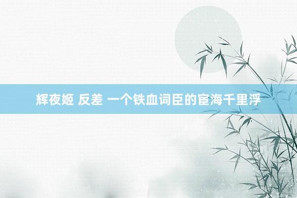 辉夜姬 反差 一个铁血词臣的宦海千里浮