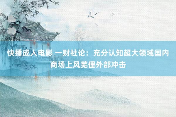 快播成人电影 一财社论：充分认知超大领域国内商场上风芜俚外部冲击