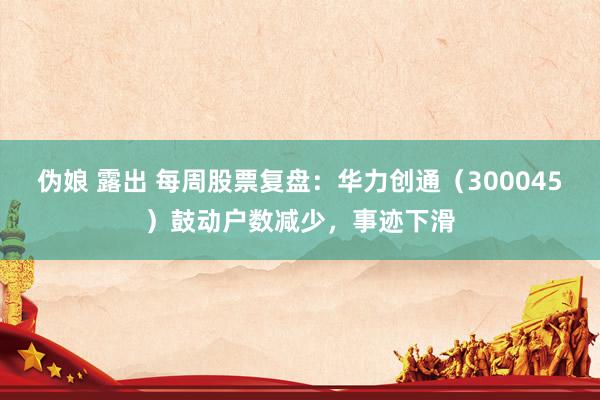 伪娘 露出 每周股票复盘：华力创通（300045）鼓动户数减少，事迹下滑