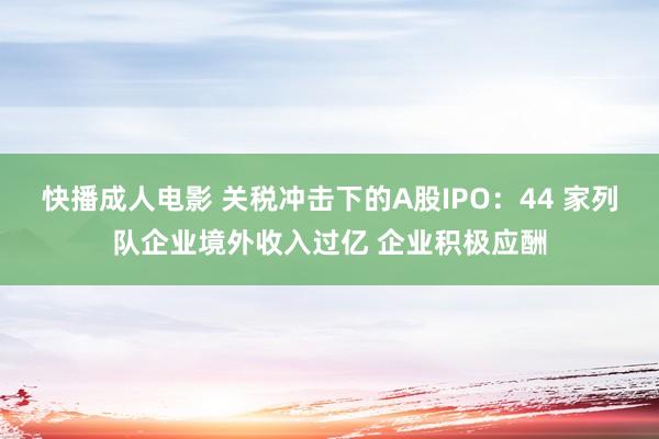 快播成人电影 关税冲击下的A股IPO：44 家列队企业境外收入过亿 企业积极应酬