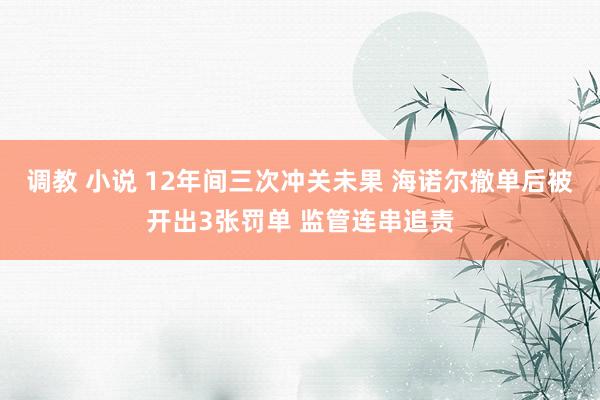 调教 小说 12年间三次冲关未果 海诺尔撤单后被开出3张罚单 监管连串追责