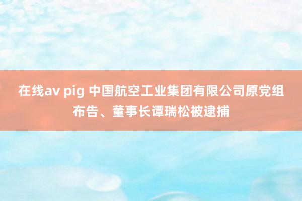 在线av pig 中国航空工业集团有限公司原党组布告、董事长谭瑞松被逮捕