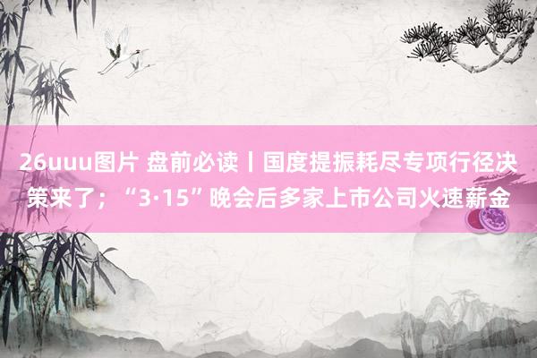 26uuu图片 盘前必读丨国度提振耗尽专项行径决策来了；“3·15”晚会后多家上市公司火速薪金