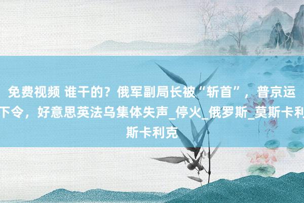 免费视频 谁干的？俄军副局长被“斩首”，普京运转下令，好意思英法乌集体失声_停火_俄罗斯_莫斯卡利克